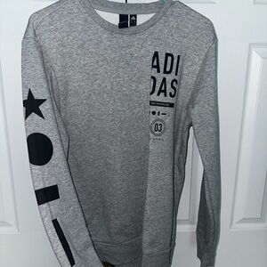Adidas Men's Gray Crewneck Sweater with Black Accents